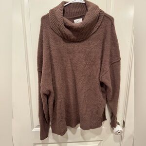 aerie Dusty Brown Cowl Neck Sweater